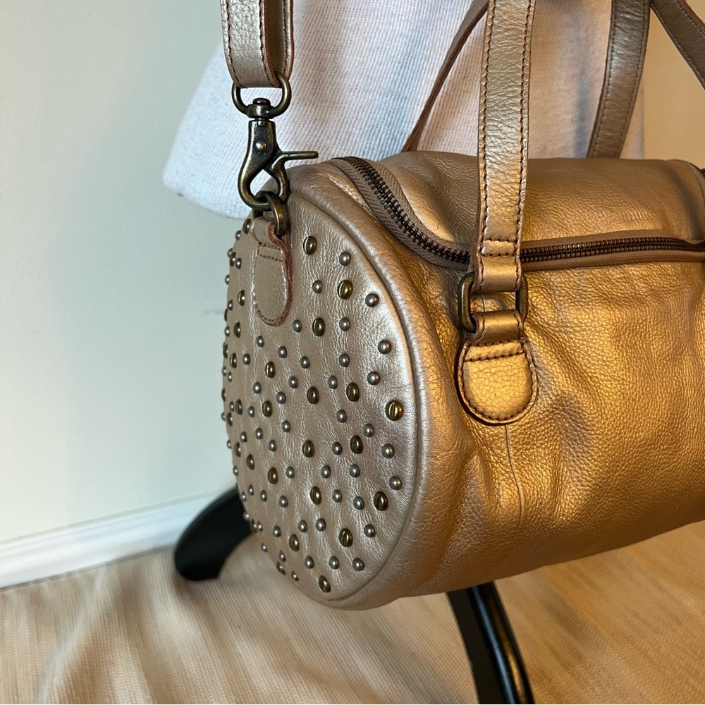 Frye Gold Studded Leather Shoulder Bag